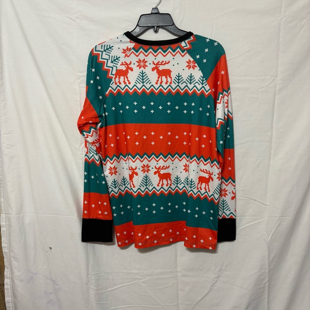Art dear long-sleeved Christmas sweater with a reindeer and snowflake pattern - Picture 4 of 5